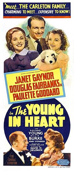Billie Burke, Douglas Fairbanks Jr., Paulette Goddard, Janet Gaynor, and Roland Young in The Young in Heart (1938)