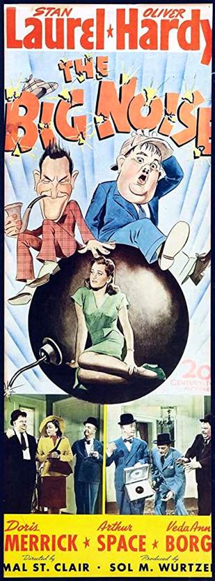 Oliver Hardy, Stan Laurel, and Doris Merrick in The Big Noise (1944)